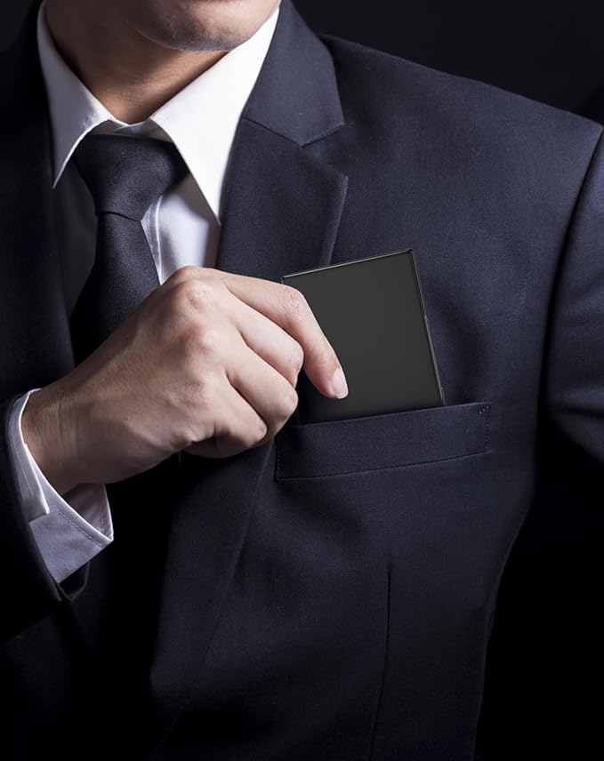 MaxGear Stainless Steel & ABS Business Card Holder, Slim Card Case, Fits - Image 5