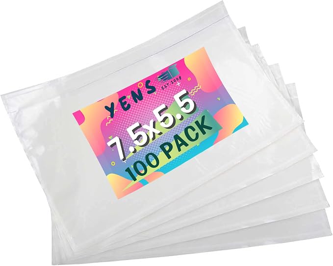 Yens 7.5'' x 5.5'' Packing List Pouches 100 Pack, Top Loading Packing List by YensPackage