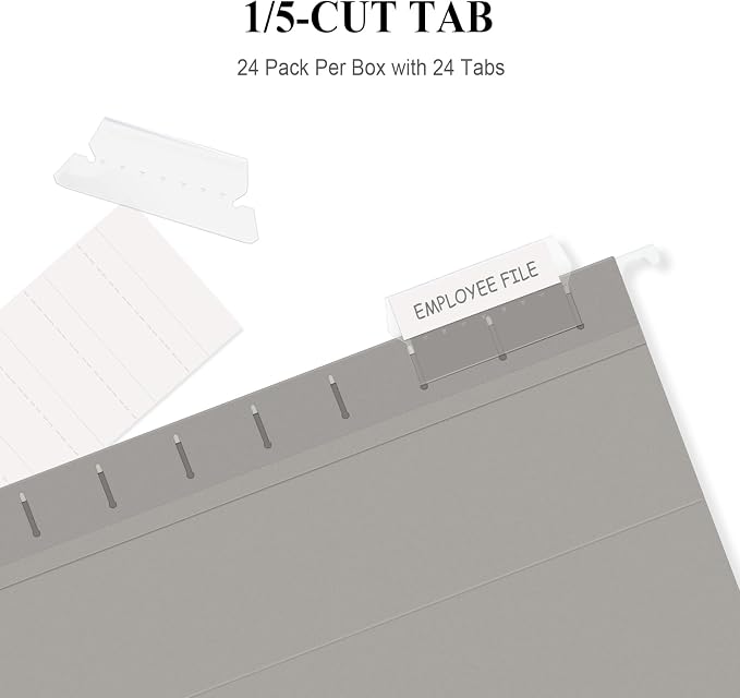 ViVin Hanging File Folders, 1/5-Cut Adjustable Tabs - Image 3