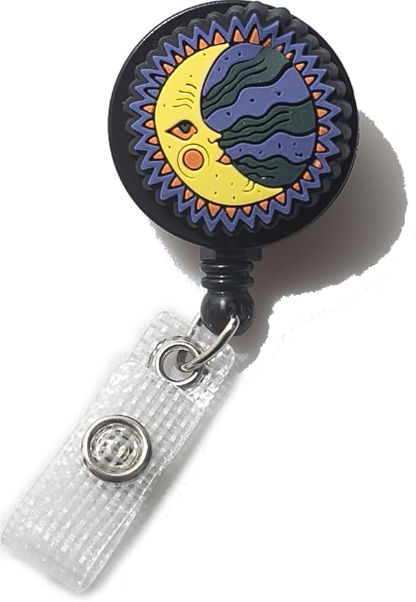 Celestial Moon Nurse Badge Reel, Cute Badge Holder Badge Clip Retractable by DQL