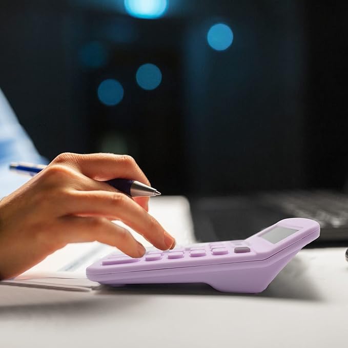 2PC Basic Office Desktop Calculator - 12 Digit Purple LCD Display, Sensitive Buttons, School & Office Supplies-DeskLoop Office