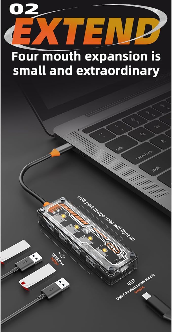 4 Ports Multi-Port USB 3.0 Hub, USB Type C to USB 3.0 4-in-1 Hub Adapter Station with a USB C Power Port for Laptop, Flash Drive, Keyboard, Mouse, Transfer Rate tp to 5Gbps-DeskLoop Office