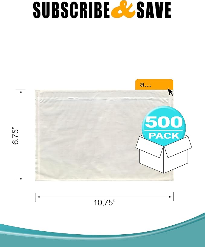 APQ Clear Top Loading Packing List Envelopes, 10.75 x 6.75 Inches. 500 Pack - Image 2