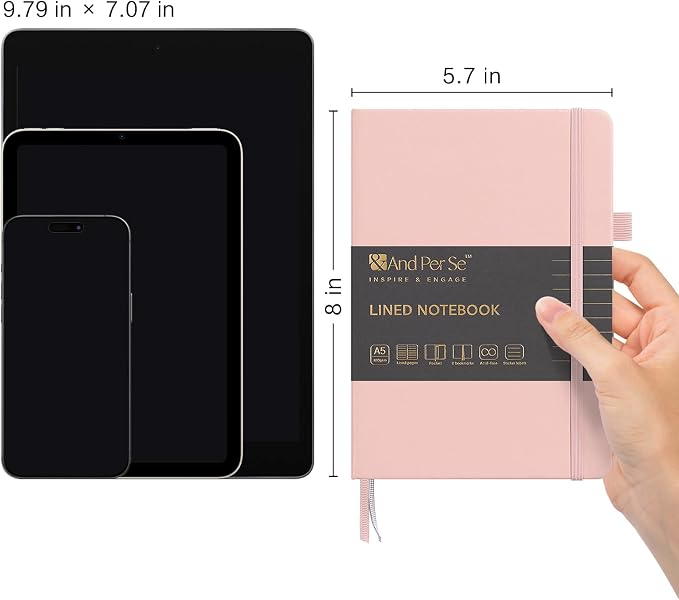 &And Per Se 10-Pack Lined Notebooks, A5 Hardcover, 160 Pages 100gsm Thick Paper - Image 2