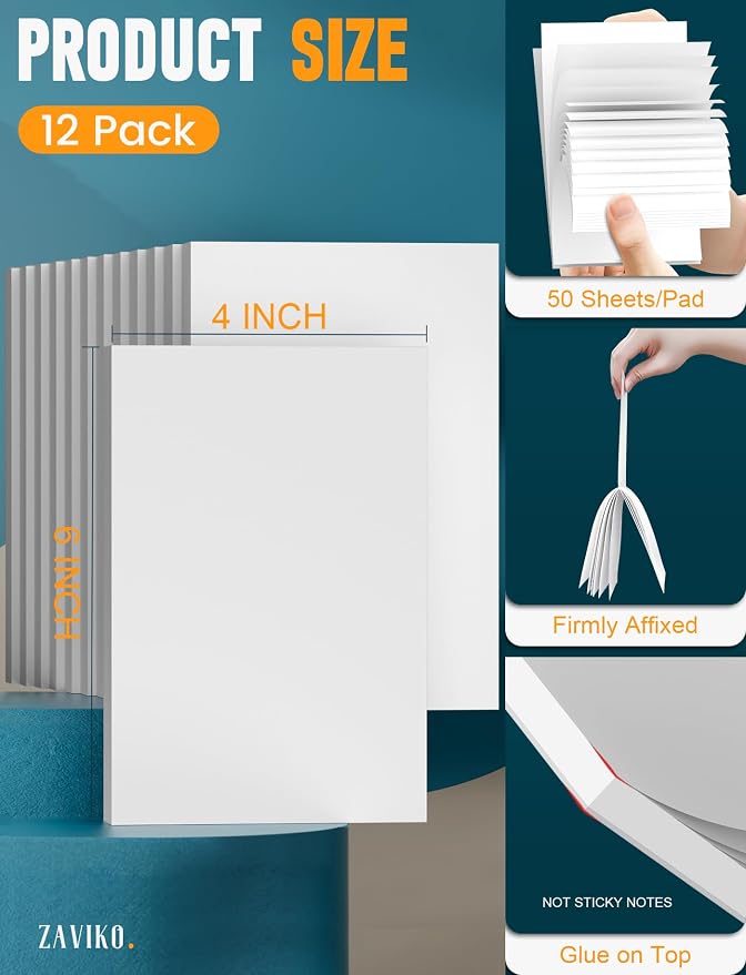 12 Pack Blank Note Pads 4x6 Inch, 50 Sheets Per Small Notepads, Blank Scratch - Image 2