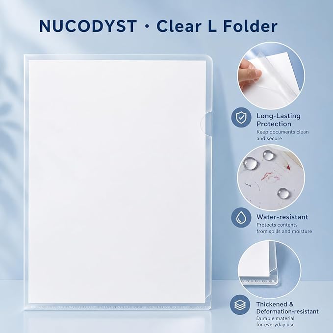 10 Pack Thick Clear Plastic Folders – Fits A4 & Letter Size Paper 8.5x11 Inch - Image 3