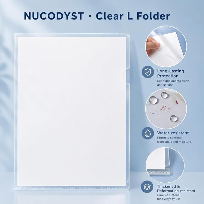 20 Pack Thick Clear Plastic Folders – Fits A4 & Letter Size Paper 8.5x11 Inch - Image 3