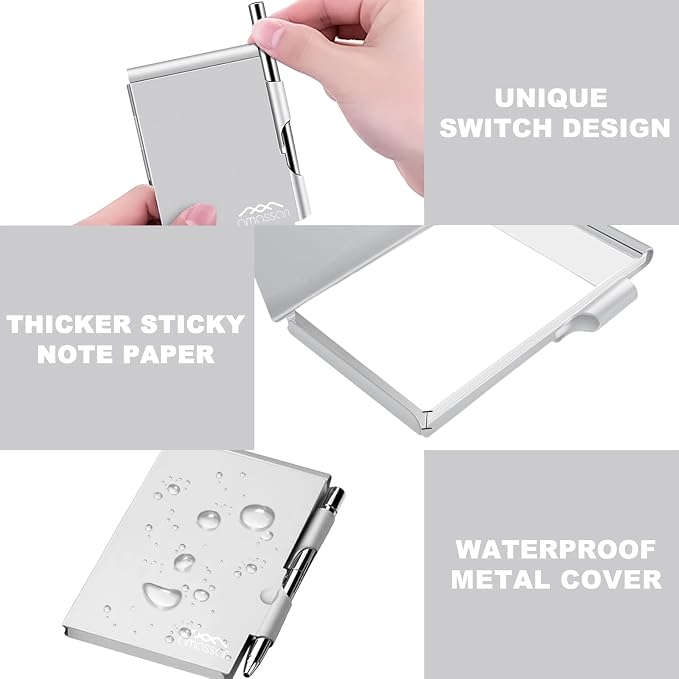 amassan Metal Pocket Notebook, Portable Small Pocket Notepad Aluminum Note Case - Image 4