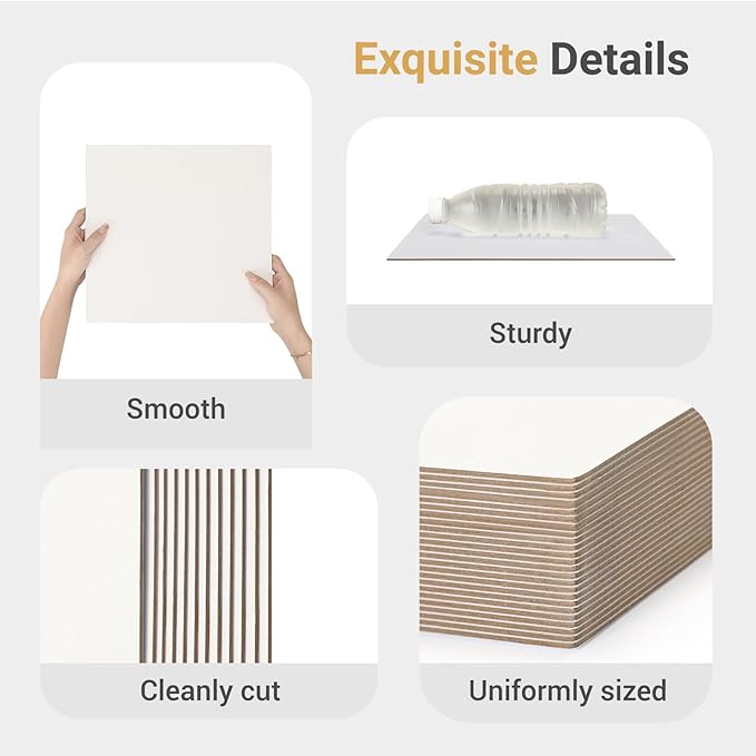 25 Pcs Book Board, Binder Board, Cover Board, Heavy Duty Chipboard for Book Binding, DIY Cardboard (White, 12 x 12 Inch 80PT)-DeskLoop Office