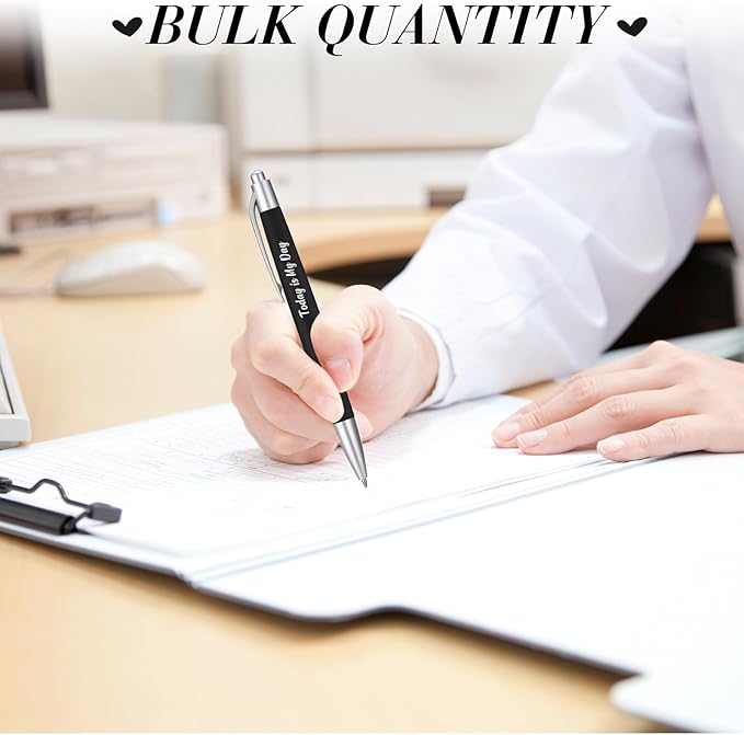 Yeaqee 100 Pcs Inspirational Pens Employee Appreciation Back to School Gifts Motivational Thank You Metal Greeting Quote Ballpoint Pen for Coworker Teacher(Black,Inspirational)-DeskLoop Office