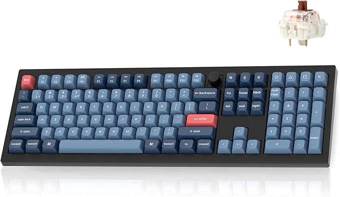 Keychron V6 Max Wireless Custom Mechanical Keyboard, 2.4 GHz Bluetooth QMK Full-Size Layout RGB with Hot-swappable Gateron Brown Switch Compatible with Mac Windows Linux-DeskLoop Office