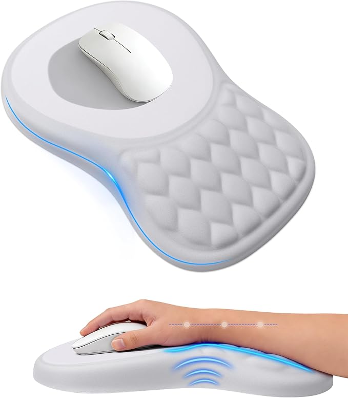Ergonomic Mouse Pad with Wrist Rest, Slope Design Memory Foam Support, Smooth by PVIPCZ