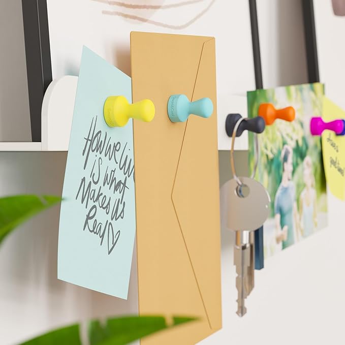 SMART&COOL Silicone Anti Scratch Push Pin Refrigerator Magnets, Thumbtack Magnets for Fridge, Dry Erase Board, Whiteboard, Office, Classroom, School (10 Pack, Multi)-DeskLoop Office