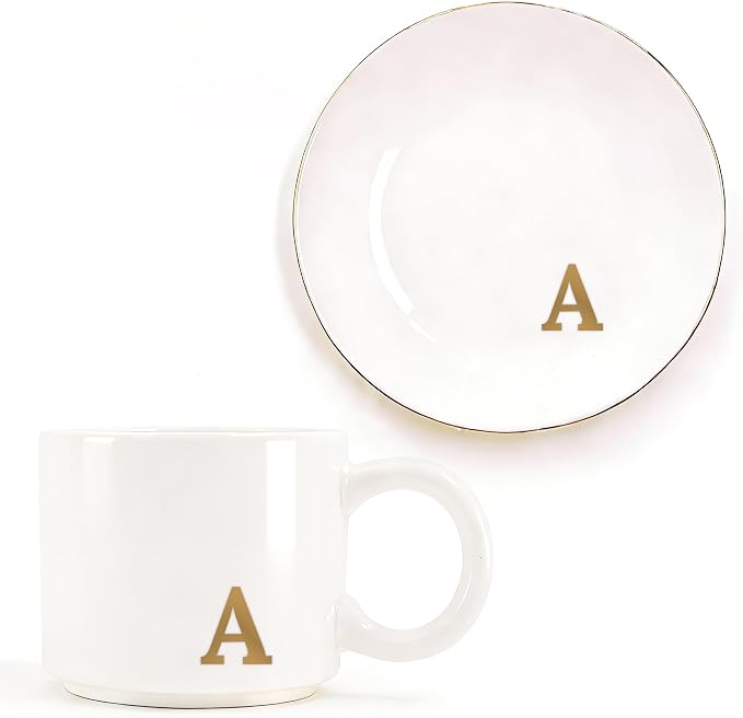 RainVibe Elegant Gift Set for Women – Personalized Monogram Ceramic Mug & by Unknown