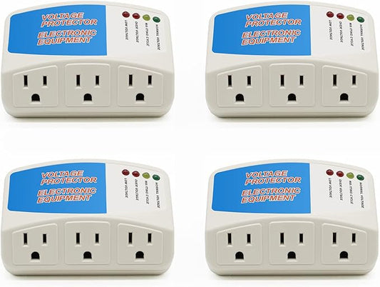 BSEED Surge Protector Home Appliance,3 Outlet Power Surge Protector, Voltage Protector Brownout Surge Refrigerator 1875 Watts,120V 15A(4Pack)-DeskLoop Office