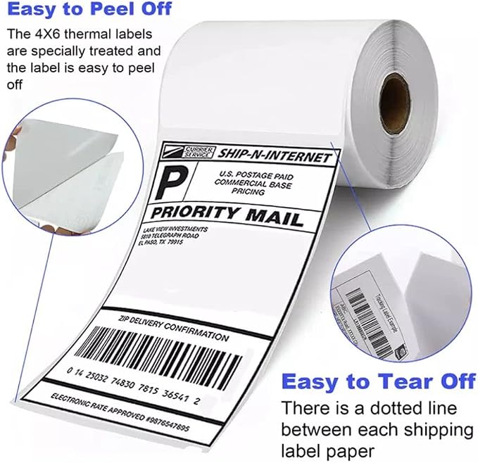 4" x 6" Direct Thermal Labels Roll, 450 Labels/Roll, Elton Printers - Image 2