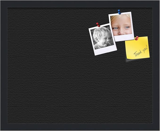 PinPix 20x16 Inch Cork Bulletin Board. This Decorative Framed Pin Board Comes with Solid Black Design and a Satin Black Frame. Ideal for Home Office Decor or Message Board (PinPix-622)-DeskLoop Office