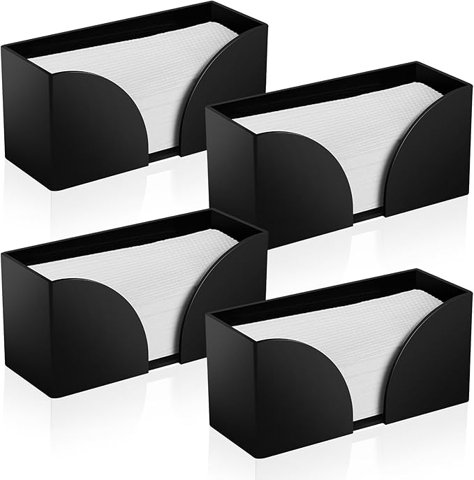4Pack Paper Towel Dispenser Countertop Black Acrylic Paper Towel Holder for Bathroom Folded Clear Trifold Napkin Holder for Z-fold, C-fold, MultiFold Trifold - Home Kitchen-DeskLoop Office
