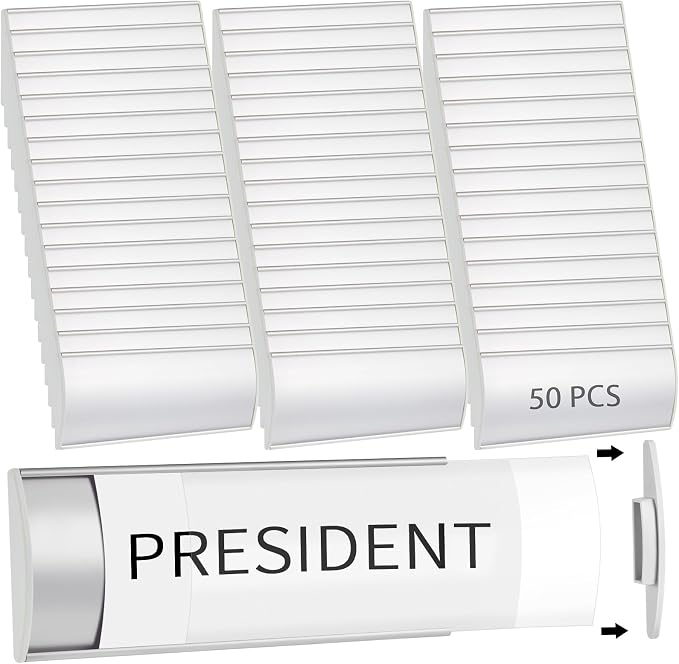 Therwen 50 Pcs Aluminum Office Name Plate Holder by Therwen