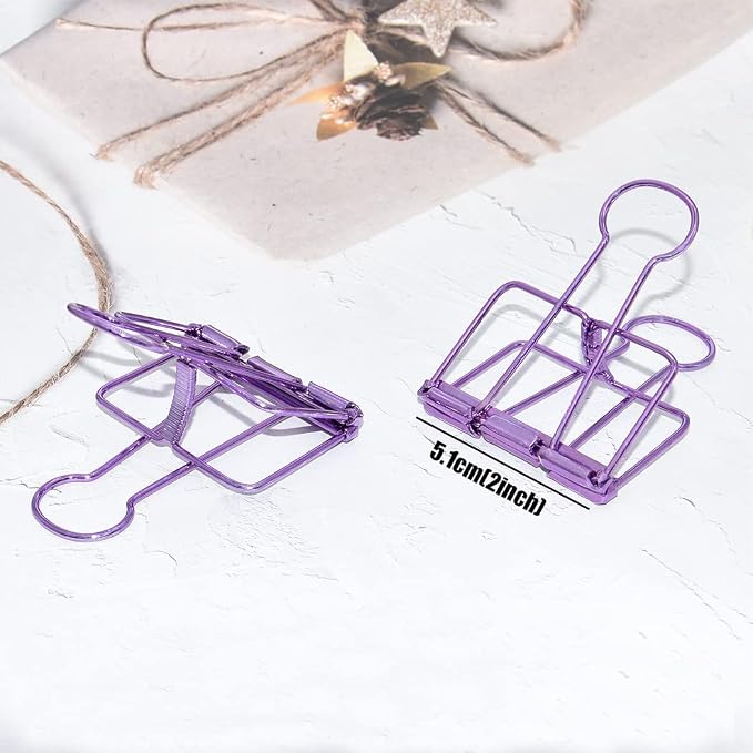 Extra Large Binder Clips 2 Inch, Big Paper Clamps Purple - Image 3