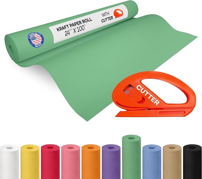 Christmas Green Kraft Paper Roll 24" x 1200" by IDLPackaging