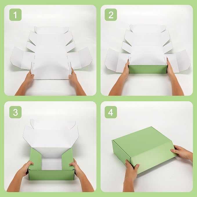 PHAREGE 12x9x4 inch Gift Shipping Boxes Bulk 6 Pack Green, Tab Lock Tuck Top - Image 7