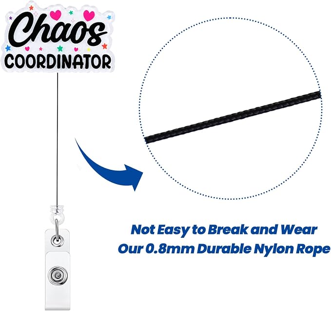 Chaos Coordinator Funny Nurse Badge Reel, Cute Coffee Lovers Retractable ID - Image 5