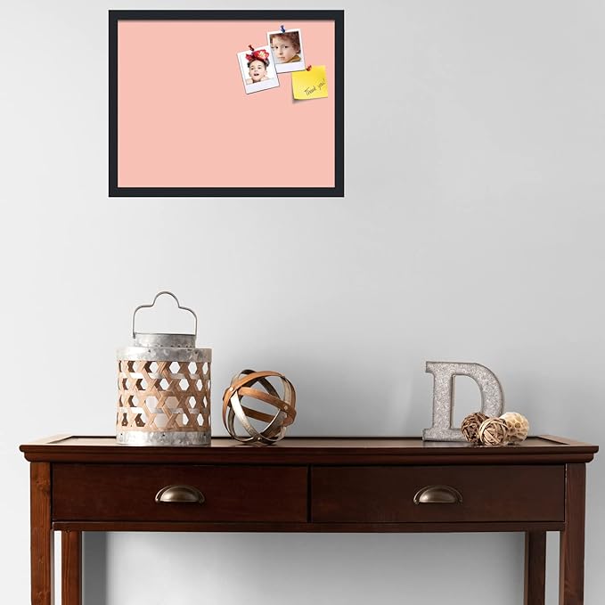PinPix 22x17 Inch Cork Bulletin Board. This Decorative Framed Pin Board Comes with Pink Pastel Design and a Satin Black Frame. Ideal for Home Office Decor or Message Board (PinPix-1813)-DeskLoop Office