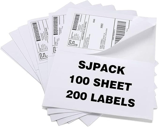 100 Half Sheet Shipping Labels 5-1/2" X 8-1/2" Address Blank Labels Laser/Ink Jet-DeskLoop Office
