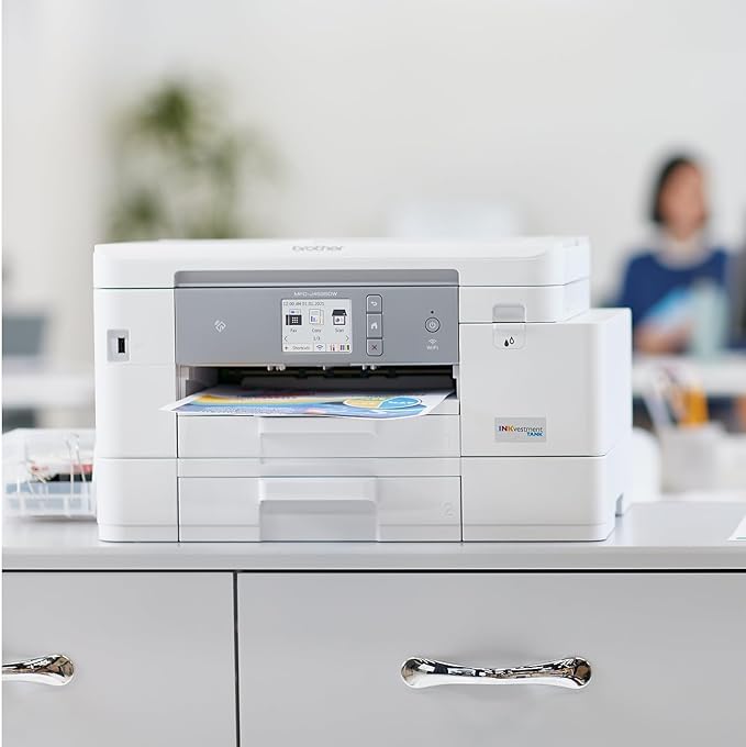 Brother MFC-J4535DW INKvestment -Tank All-in-One Color Inkjet Printer with NFC, Duplex and Wireless Printing Plus Up to 1-Year of Ink in-Box, White-DeskLoop Office