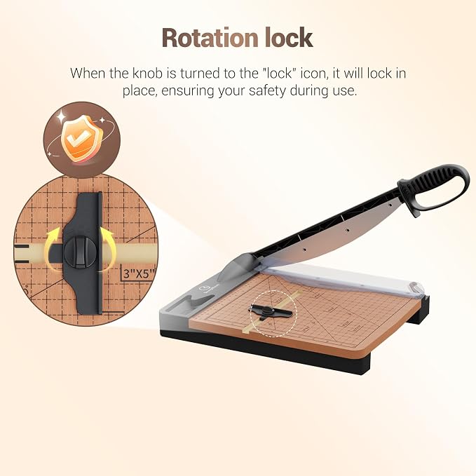 12 Inch Heavy Duty Paper Cutter, Wood Guillotine Paper Cutter & Paper Trimmer - Image 3