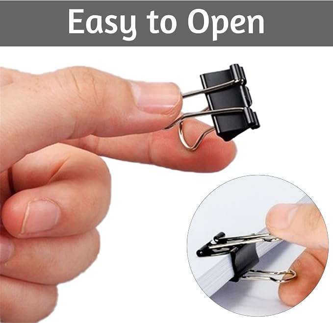 120 Pack Black Binder Clips 0.75 Inch, Small Paper Clamps, Office Clips - Image 4