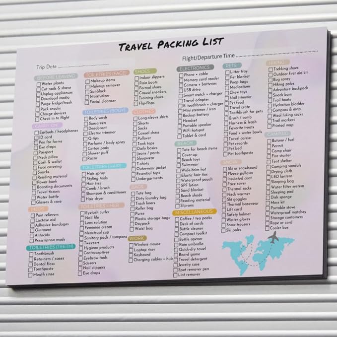 Travel Packing List – Reusable Vacation & Road Trip Essentials Checklist – by Unknown