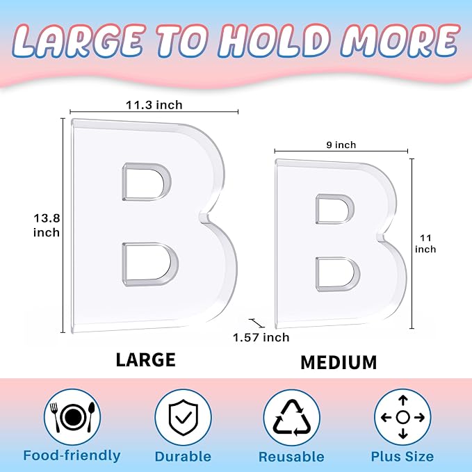 13.8" Extra Large Acrylic Letter Charcuterie Board Box, Reusable Fillable - Image 2