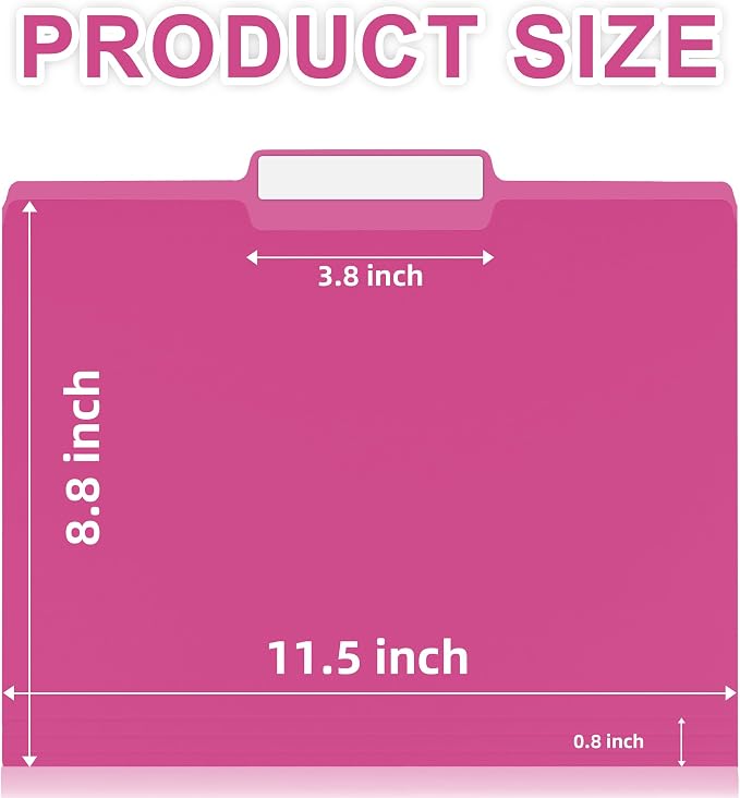 100 Packs Pink File Folder, 1/3-Cut Tabs, Manilla File Folders Letter Size - Image 2