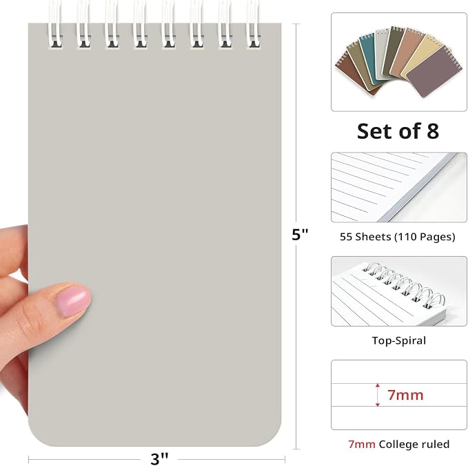 Taja Pocket Small Notebook 3" x 5", Nursing Notepad, Travel - Image 2