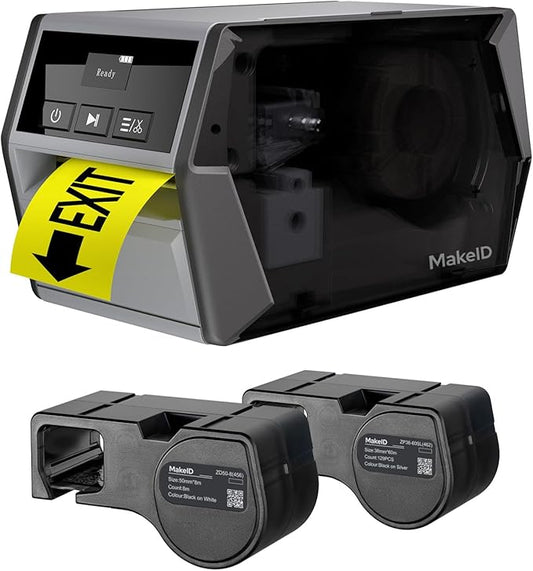 Makeid D50 Industrial Label Printer, Desktop Label Maker 2" Print Head, Mobile APP & PC Editor Compatible, 2600mAh Li-ion Battery, Come with 1.97" W x 26.24ft L Label Heavy-Duty Labeler for Job Sites-DeskLoop Office