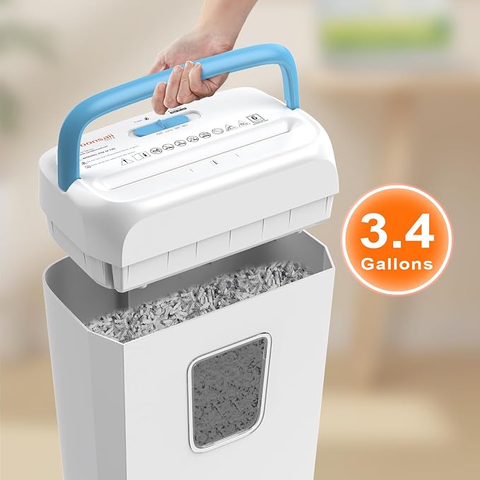Bonsaii Paper Shredder for Home Use, 3.4 Gal Wastebasket, 6 Sheet Crosscut - Image 5