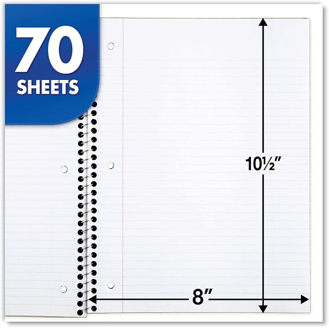 Mead Spiral Notebook, 1 Subject, College Ruled Paper, 7-1/2" x 10-1/2" - Image 2
