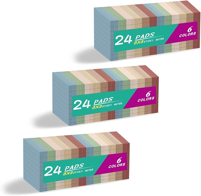 Lined Sticky Notes 3x3 in, Notepads by Kozerite