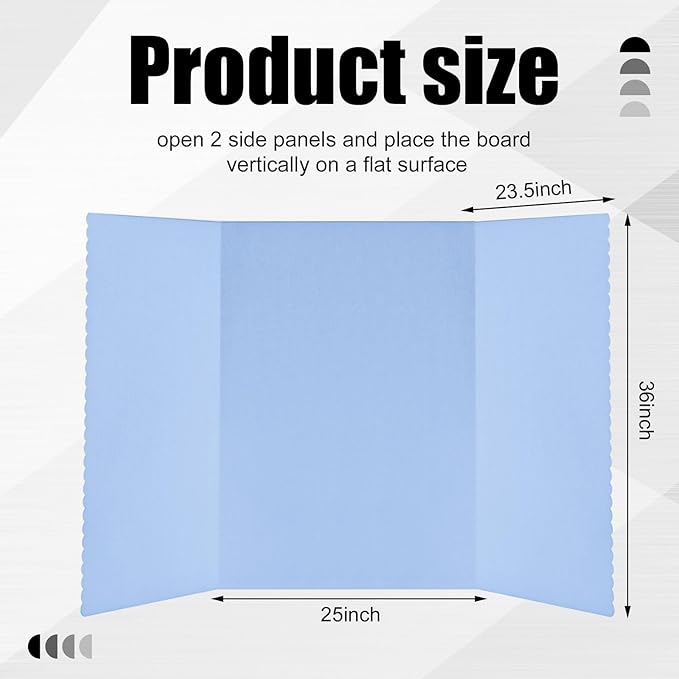 Paterr Trifold Poster Board with Storage Bag, Hook and Loop Fabric, Foldable 3 Panel Presentation Board for Science Fair and Exhibitions(Blue,72 x 36 Inch)-DeskLoop Office