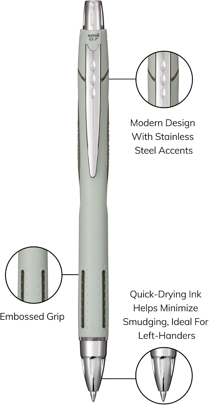 Uni-Ball Jetstream RT Ballpoint Pen, Fine Point, Sage Barrel, 6 Pens - Image 3