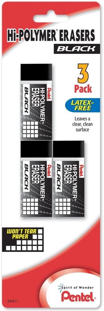 Pentel Hi-Polymer Block Eraser, 3 Pack by PentelofAmerica