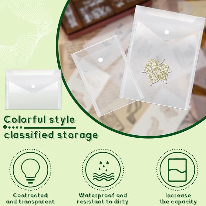 Vmiapxo 40 Pack Stamp and Die Storage Pockets, Reusable Small Plastic Envelopes - Image 4