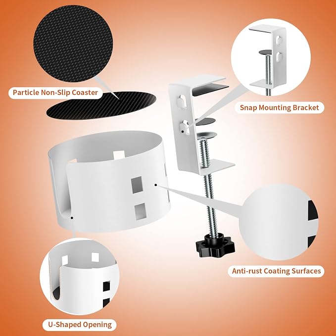Upgraded Large Desk Cup Holder Clamp, Anti-Spill Cup Holder - Image 5