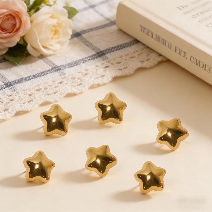 50 PCS Gold Star Push Pins, Resin Thumb Tacks, Decorative Tacks, - Image 2