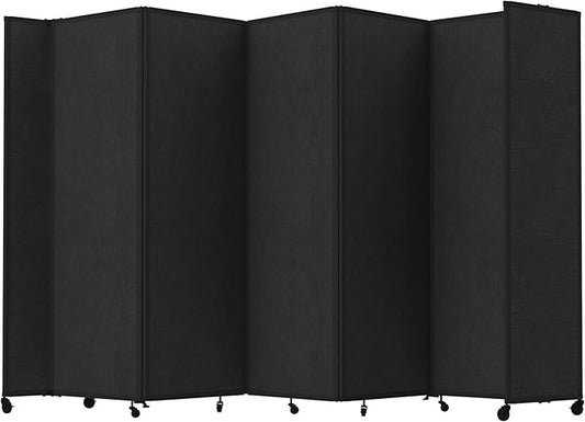 Versare Room Divider 360 Portable Wall Partition | Folding Panels | Large Freestanding Divider | Locking Wheels | Temporary Room Separator