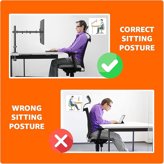 Amazon Basics Single Computer Monitor Stand with Tilt and Rotation, Height Adjustable VESA Desk Arm Mount, Steel, 30 inches, Black-DeskLoop Office