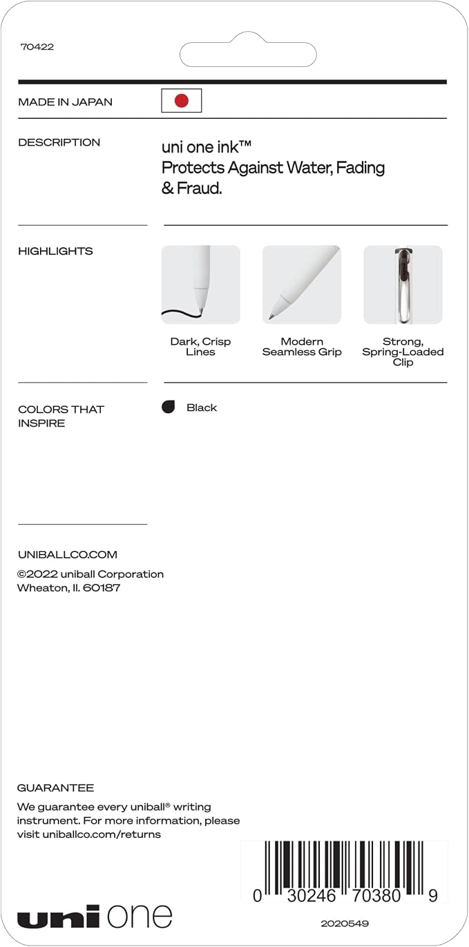 uniball one Retractable Gel Pens, Micro Point, 5 Pack - Image 2