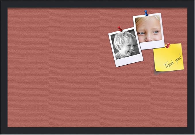 PinPix 24x16 Inch Cork Bulletin Board. This Decorative Framed Pin Board Comes with Crimson Pastel Design and a Satin Black Frame. Ideal for Home Office Decor or Message Board (PinPix-1807)-DeskLoop Office